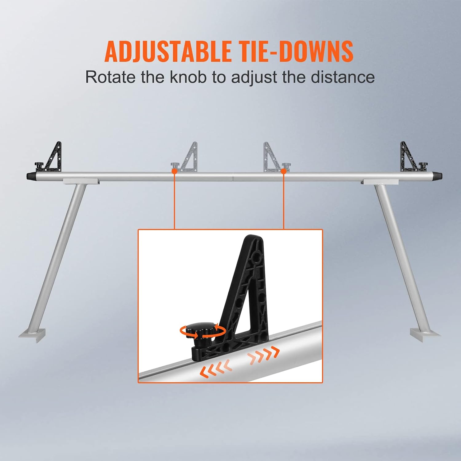 VEVOR Truck Rack, 800 lbs Capacity, 71'x32' Aluminum Ladder Rack for Truck with 8 Non-Drilling C-Clamps, Heavy Duty Truck Bed Rack Two-Bar Set for Kayak, Surfboard, Lumber, Ladder