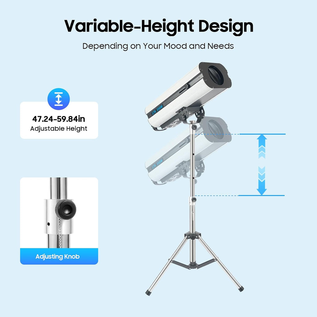 350W Stage Spotlight, Manual Control Follow Spot Light with Tripod Adjustable Aperture DJ WashLight LED Stage Spotlight for Party Disco Wedding Birthdays Christmas Party Show