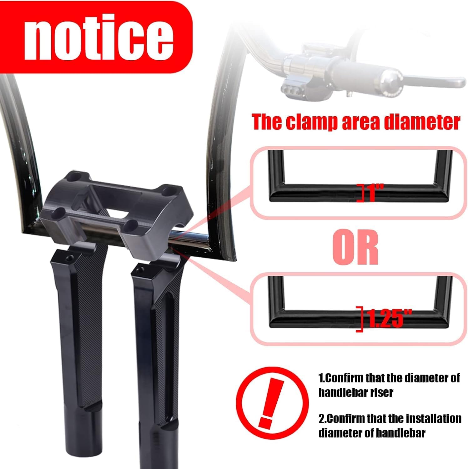 6 inch Tall Motorcycle Handlebar Risers 1 inch Clamp Round with Instrument Gauge Cutout, Handle Bar Riser Extension for Harley Sportster, Dyna, M8 Softail Street Bob Lowrider ST 2018-2022(Black)