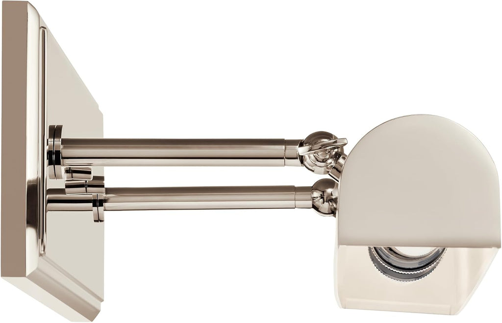 Kichler Carston 2-Light Picture Light, Updated Traditional Light in Polished Nickel with White Interior, for Framed Art, Mirror or Built-in Shelving (4.75' x 24.25'), 52686PN