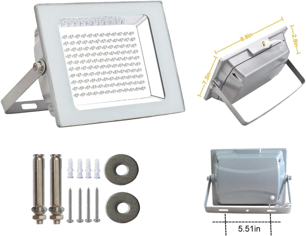 SUNLONG 120 LED Solar Flood Lights,Outdoor Waterproof Sign Lights Aluminum Casting Security Light for Garage Billboard Yard Parking Patio