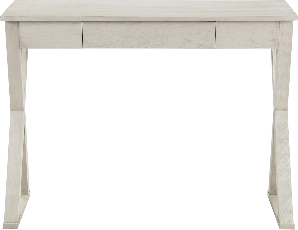 OSP Home Furnishings Marna Modern Writing Home Office Desk with Drawer, Weathered White Finish