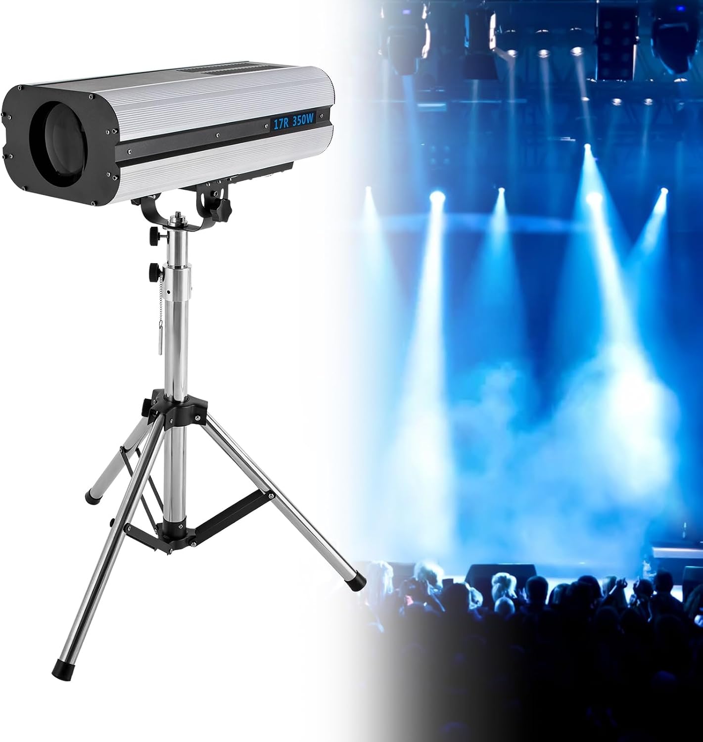 350W LED Follow Spot Light for Stage Muti-Color Professional Performance Lights for DJ Party Theater Disco Wedding Stage Spotlight w/Stand