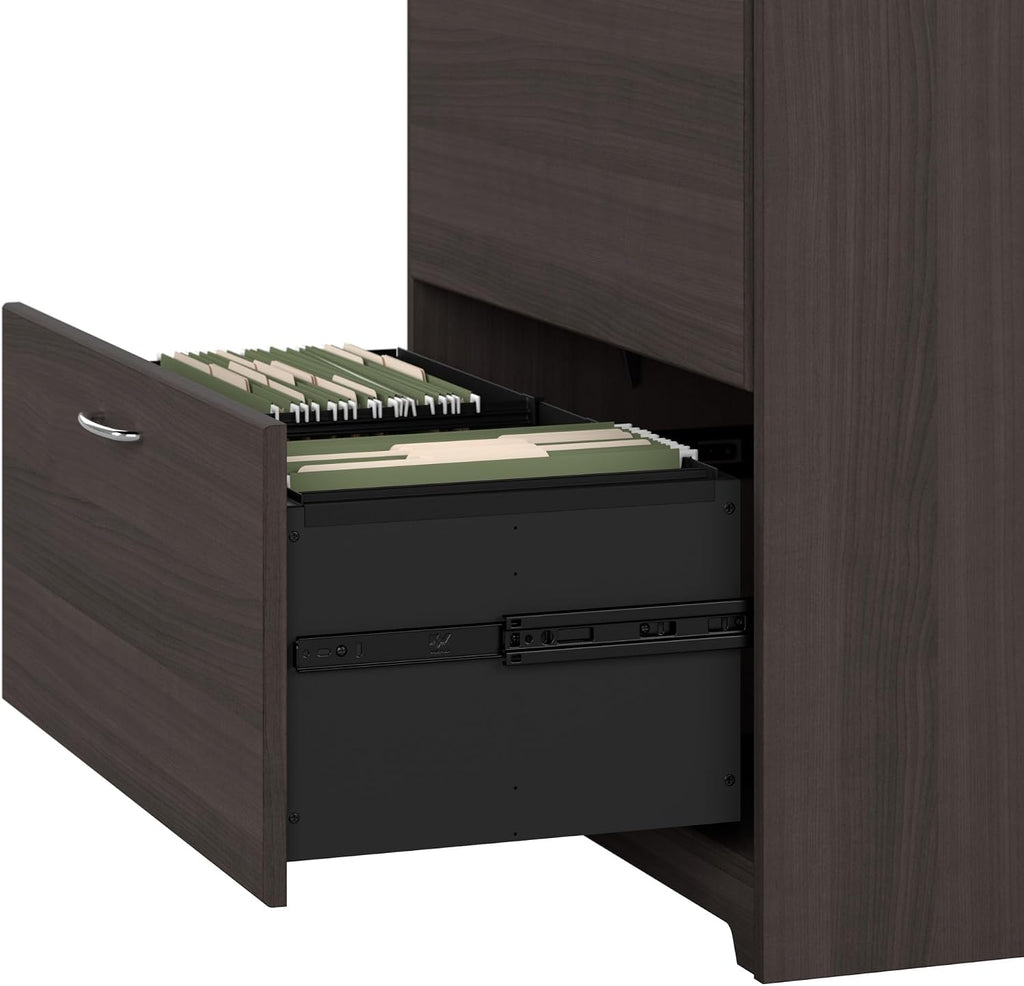 Bush Home Cabot 2 Drawer Lateral File Cabinet in Heather Gray, Home Office Chest for Letter, Legal, and A4-size Document Storage