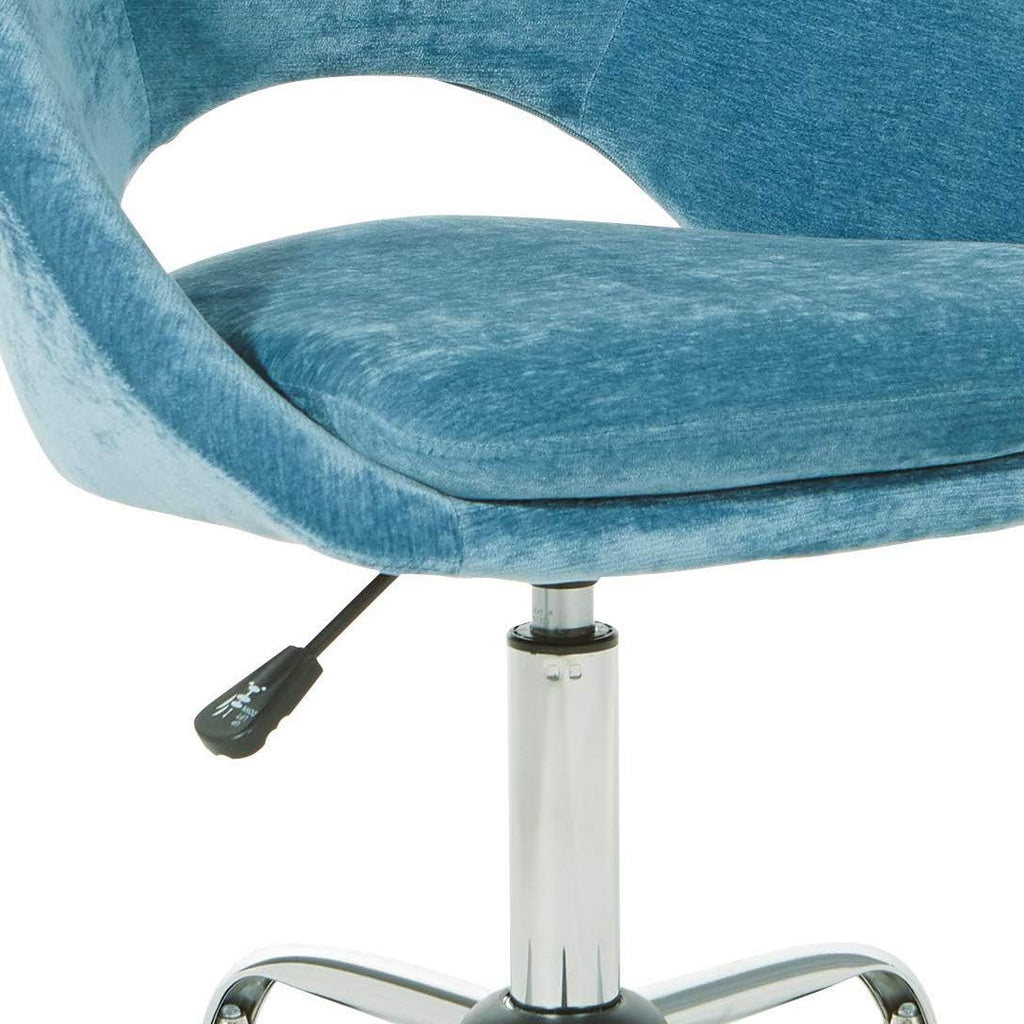 OSP Home Furnishings Milo Modern Chic Height Adjustable Padded Home Office Chair, Royal Blue Micro-Fiber Velvet