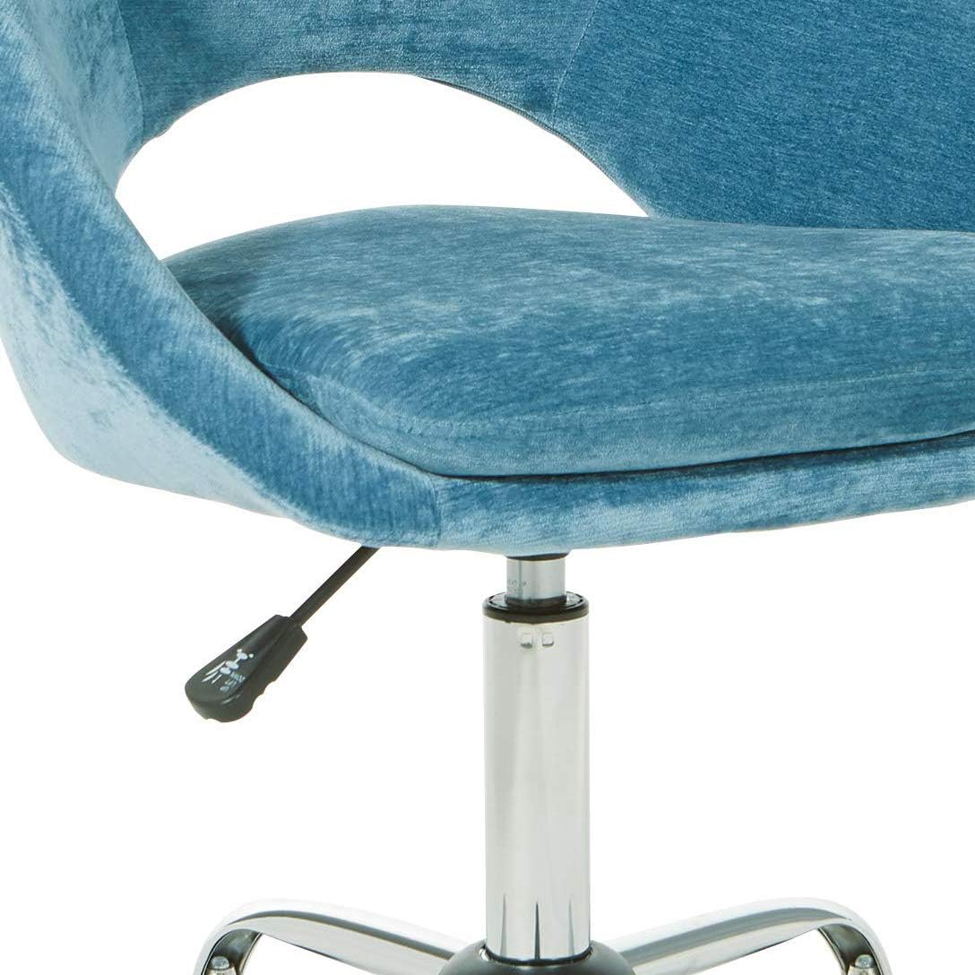 OSP Home Furnishings Milo Modern Chic Height Adjustable Padded Home Office Chair, Royal Blue Micro-Fiber Velvet