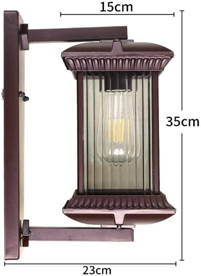 Solar Lantern Outdoor Lights,Wall Light European Vintage Industrial Wall Light Sconce Brown Finish Aluminum Striped Glass Waterproof Wall Mount Retro Wall Lamp Fixture for Entryways Yards