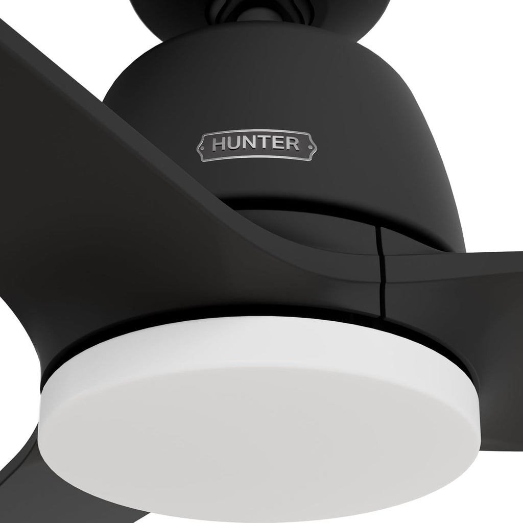 Hunter - Malden Indoor Ceiling Fan With Light, Remote, 52-inch, Casual-style, 3-speed WhisperWind Motor for living rooms, bedrooms, home offices, kitchens (Matte Black)
