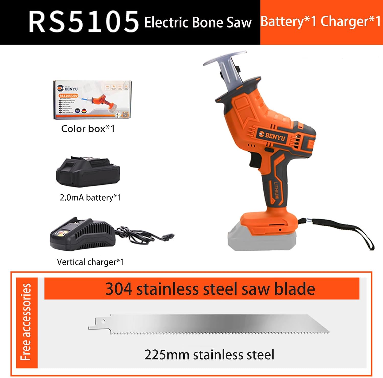 electric reciprocating bone saw electric butchers saw Handheld Reciprocating Saw Battery Powered Multifunctional Reciprocating Saw for Cutting Meat Beef Fish Ribs,A