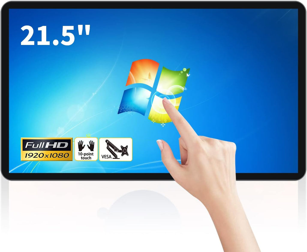 21.5 inch Touch Screen Industrial PC, i7, 8GB RAM, 256G ROM, 16:9 FHD 1080P, Windows 10, Smart Board for Classroom, Meeting & Game, USB, VGA & HD-MI Monitor