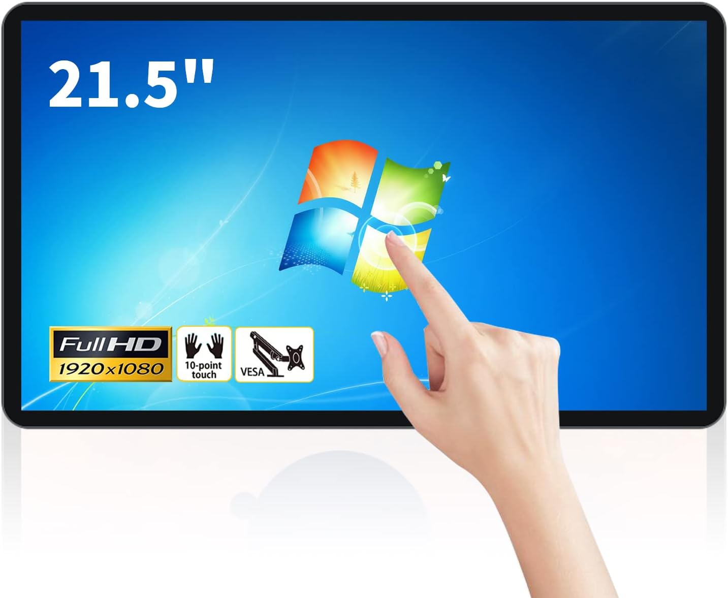 21.5 inch Touch Screen Industrial PC, i5, 4GB RAM, 128G SSD, 16:9 FHD 1080P, Windows 10, Smart Board for Classroom, Meeting & Game, USB, VGA & HD-MI Monitor