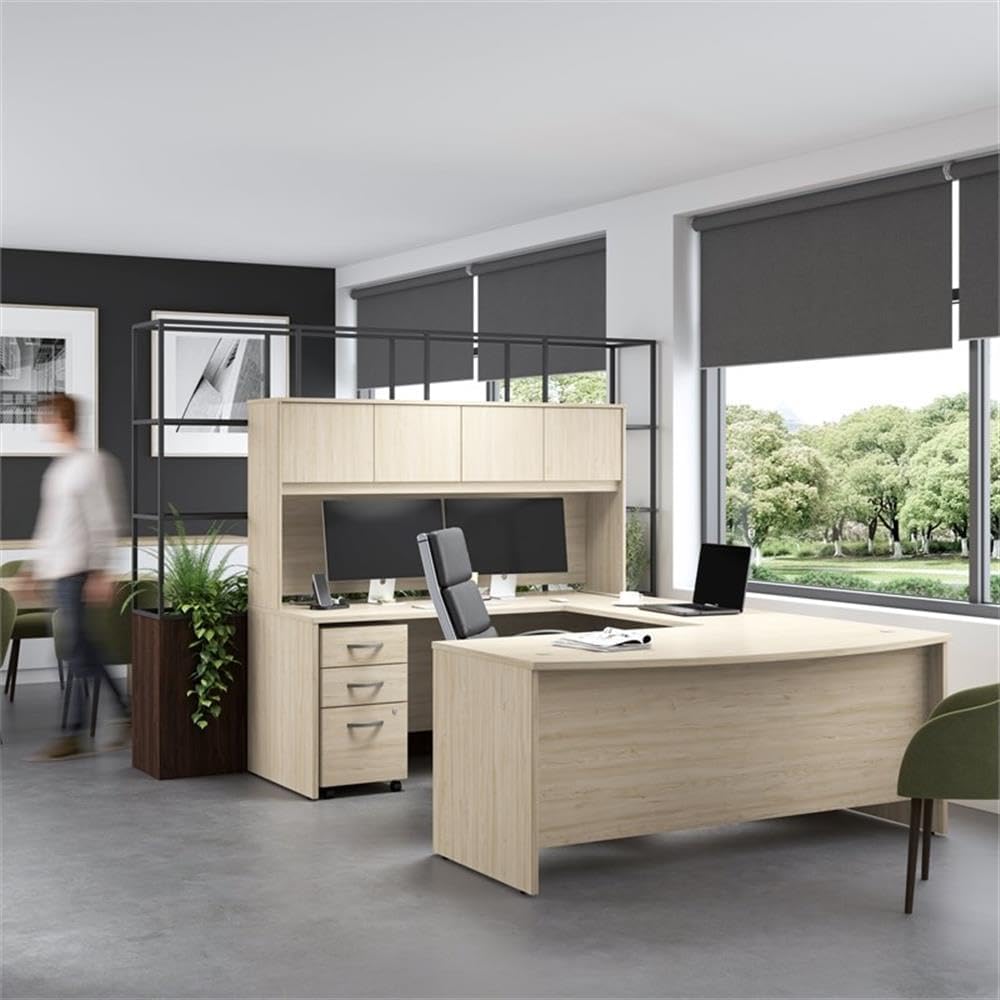 Bush Business Furniture Studio C 2 Drawer Lateral File Cabinet in Natural Elm - Assembled, Locking Document Storage for Home or Professional Office