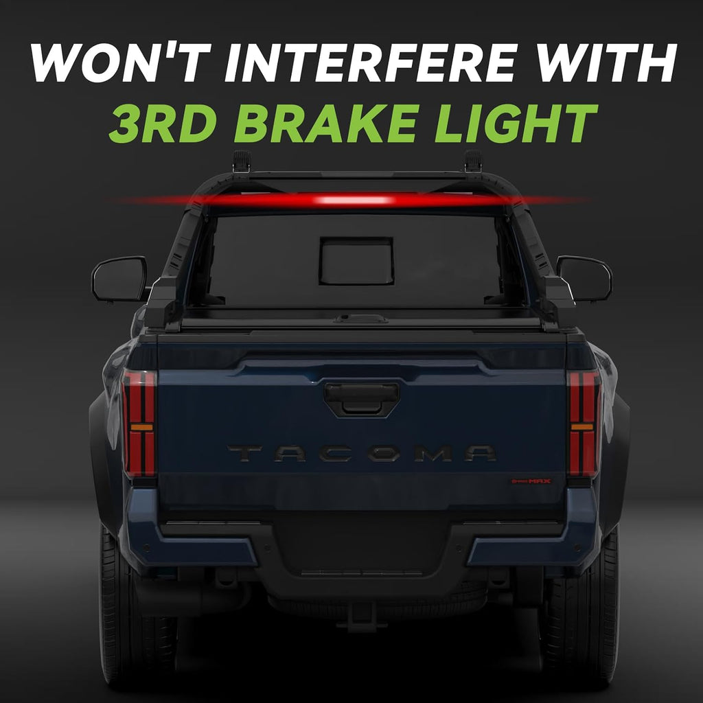 Heavy-Duty Roll Bar Compatible With Retractable Tonneau Covers With Rails | For Mid-Size Trucks Tacoma, Ranger, Colorado, Canyon, Frontier | Three installation methods No Drilling Installation