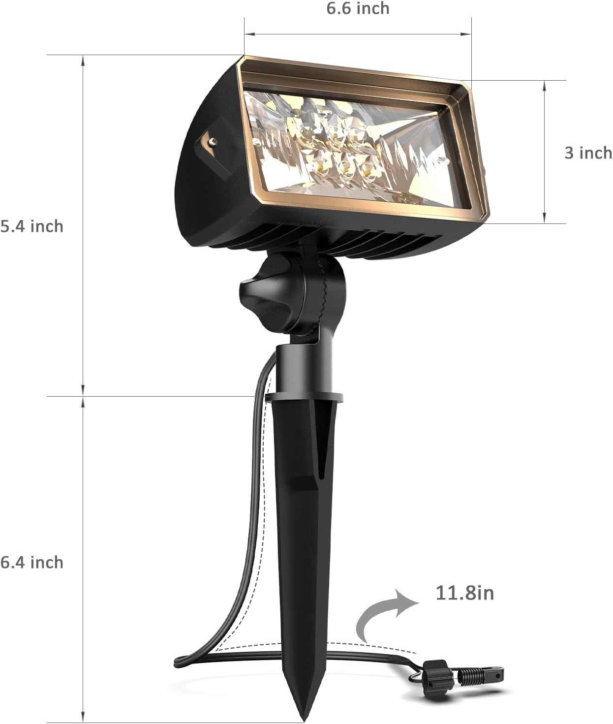 Low Voltage Spotlights 6PK Landscape Lighting Wall Wash Lights 2700K Warm White 18W 600 Lumens Outdoor Lights Aluminum Housing with Connector for Garden Yard Black Finish