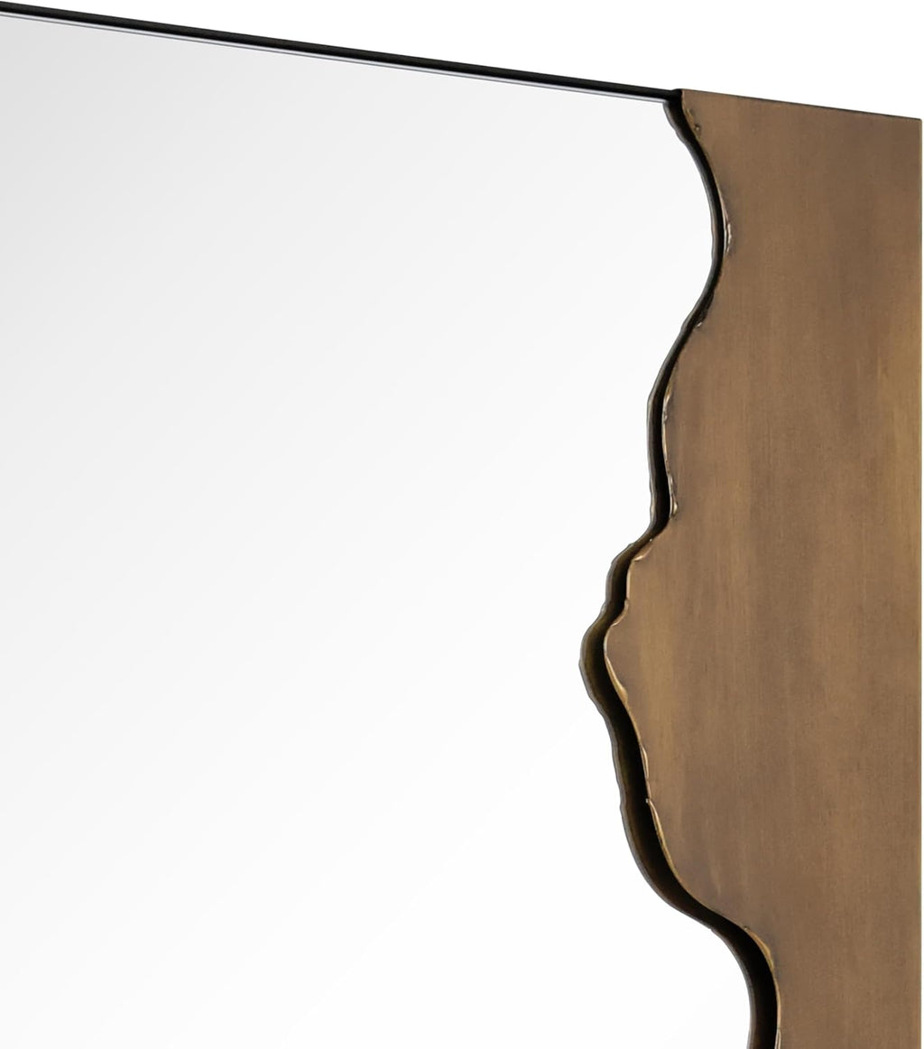 Empire Art Direct Antique Gold Edge Tear Rectangular Wall Mirror Featuring a Brushed Antique Iron Frame with Unique Edge Tear Design Accent, Ready to Hang, Living Room, Bedroom & Office