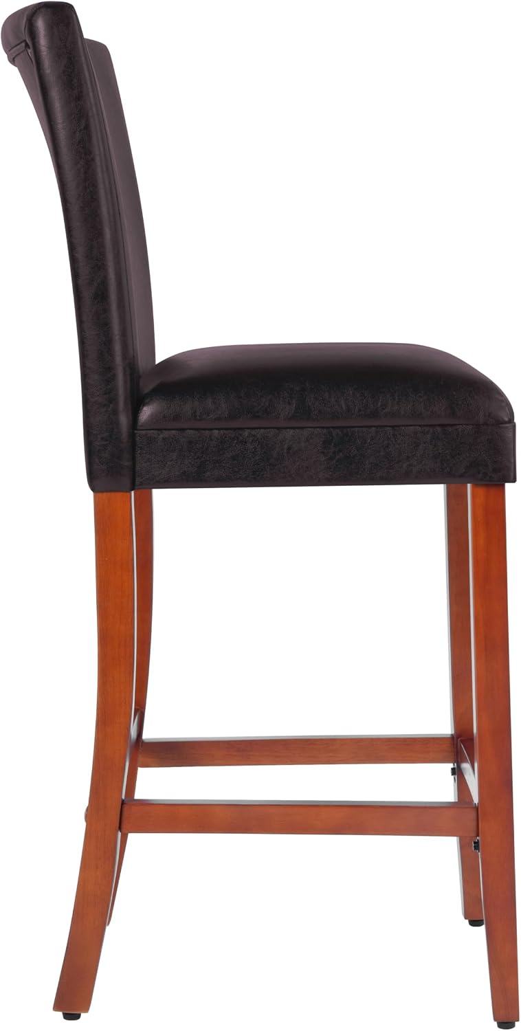 HomePop Counter Stool, 29-Inch, Dark Brown Faux Leather