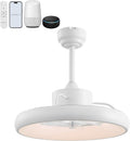Oval AIR Loren 20' Small Smart Ceiling Fan with Light, Semi Flush Mount, Quiet 6-Speed Reversible Motor, Dimmable LED, Adjustable CCT, App & Remote Control, Minimalist, White AIR8002D