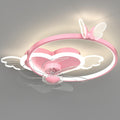 Butterfly Ceiling Fan with Light Pink Ceiling Fan with Light for Girls Room Heart Shape Dimmable LED Fan Light with Remote Control Kids Bedroom Ceiling Fan, 6 Speed Reversible Fan