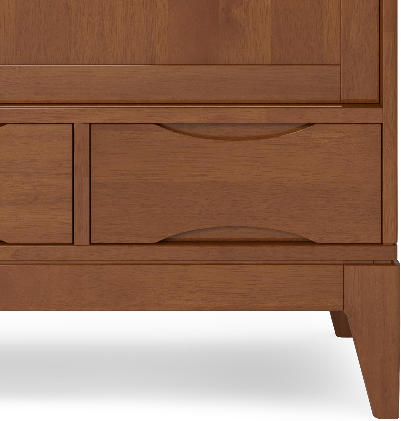 SIMPLIHOME Harper Solid Wood 48 inch Storage Cabinet in Teak Brown (Set of 2) for the Living Room, Entryway and Family Room