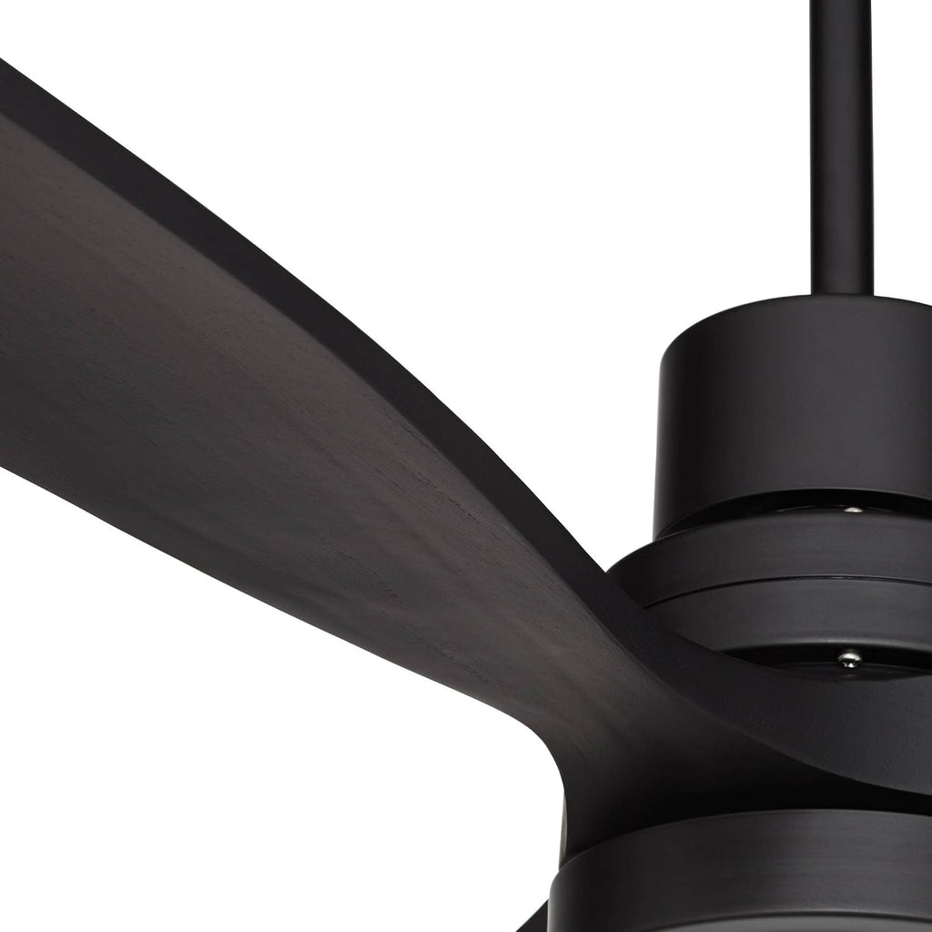 Casa Vieja 52' Delta DC Modern Indoor Outdoor Ceiling Fan 3 Blade CCT LED Light Remote Control Matte Black Finish Wood Blades Bedroom Living Room Kitchen Garage Dining DC Motor Decorative Dimmable