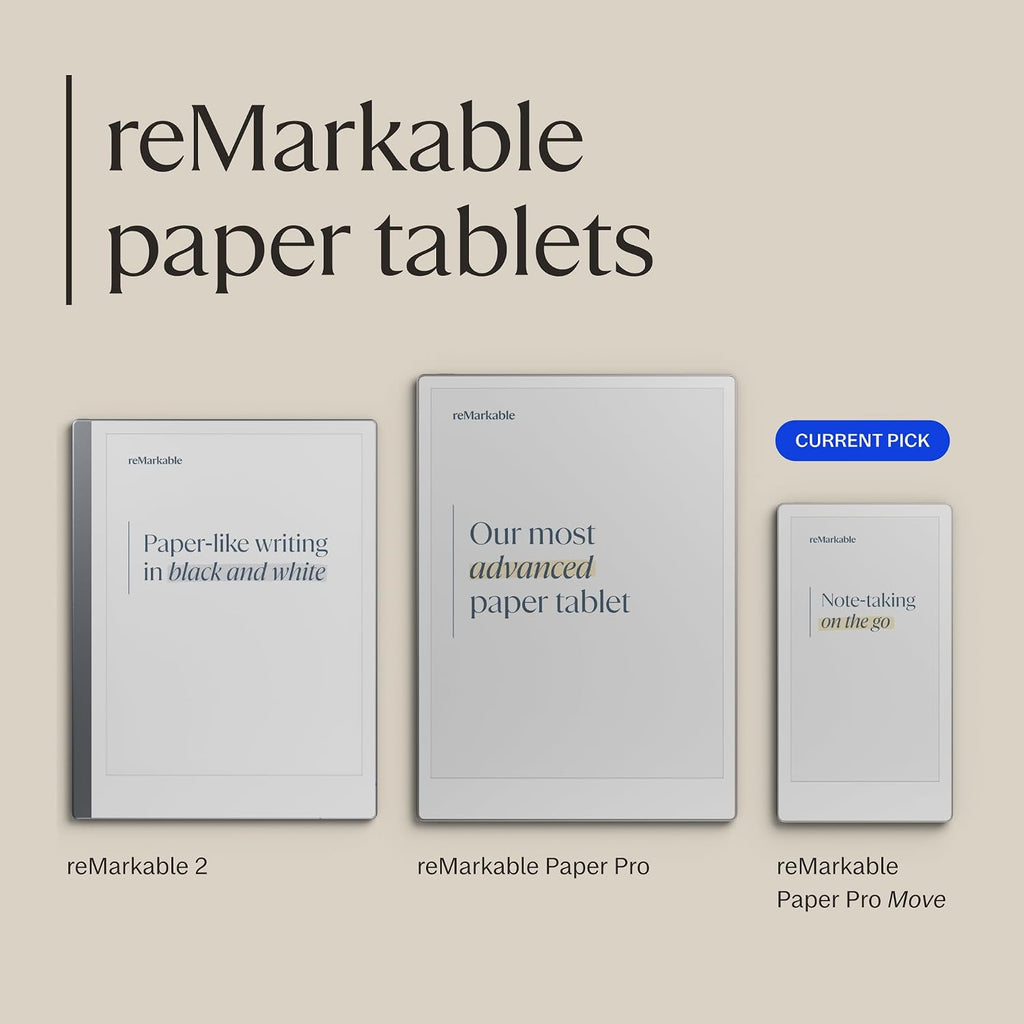 reMarkable Paper Pro Move - Leather Folio Bundle | Ultraportable Color 7.3' Paper Tablet with Marker Plus Pen with Eraser, and a Book Folio Cover in Black Leather