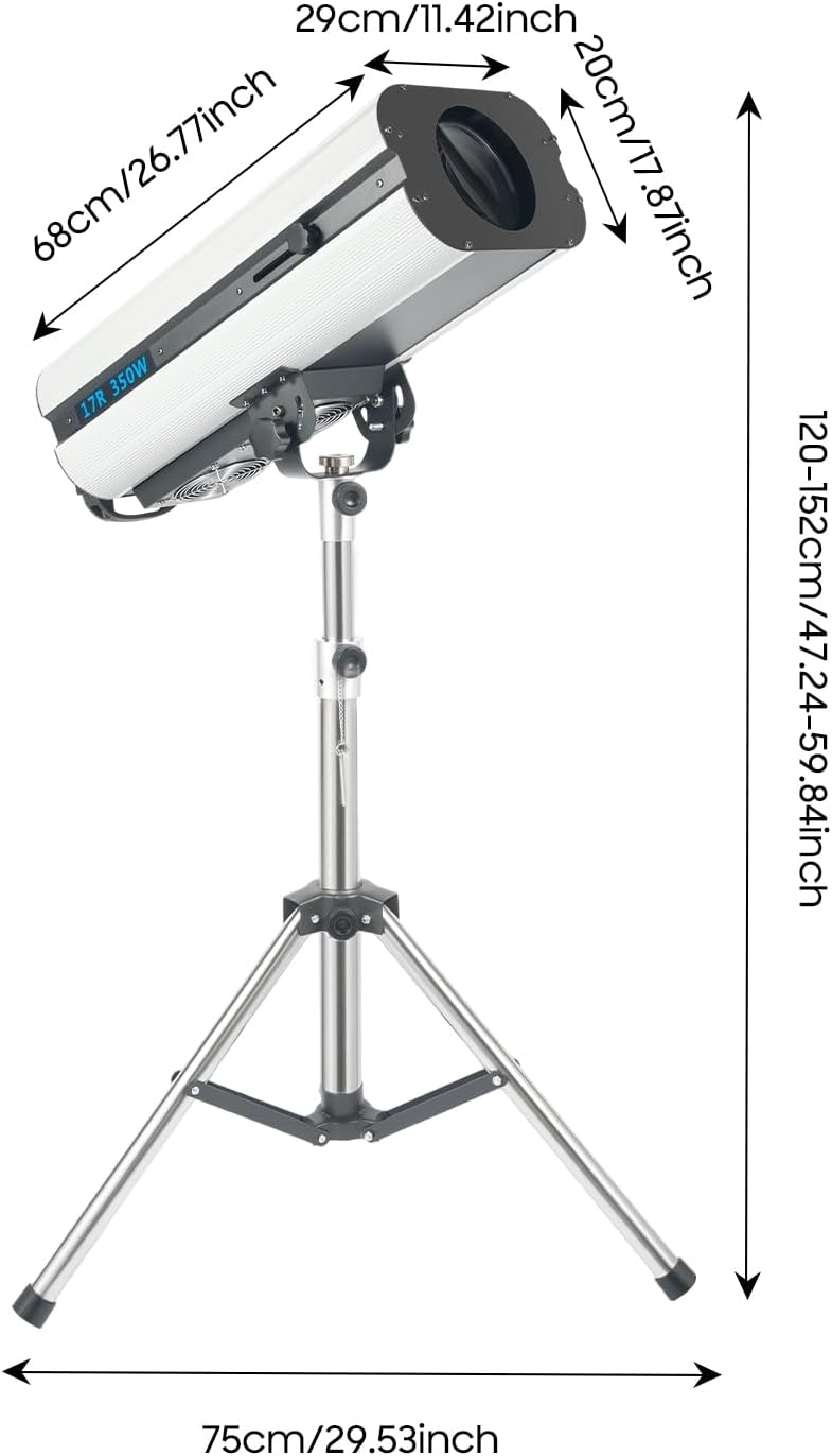 350W Stage Spotlight, Manual Control Follow Spot Light with Tripod Adjustable Aperture DJ WashLight LED Stage Spotlight for Party Disco Wedding Birthdays Christmas Party Show
