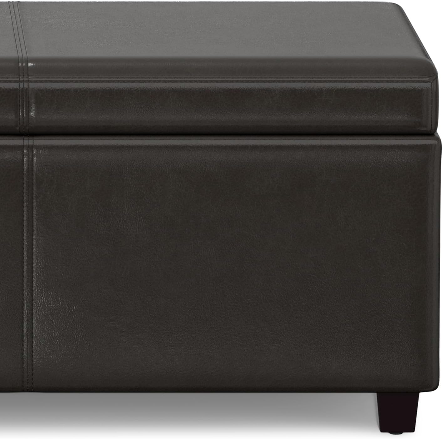 SIMPLIHOME Avalon Extra Large Storage Ottoman Bench - 54 inch Wide Upholstered Vegan Leather Rectangular Lift-Top Ottoman in Tanners Brown, Contemporary Bench for Living Room with Hidden Storage