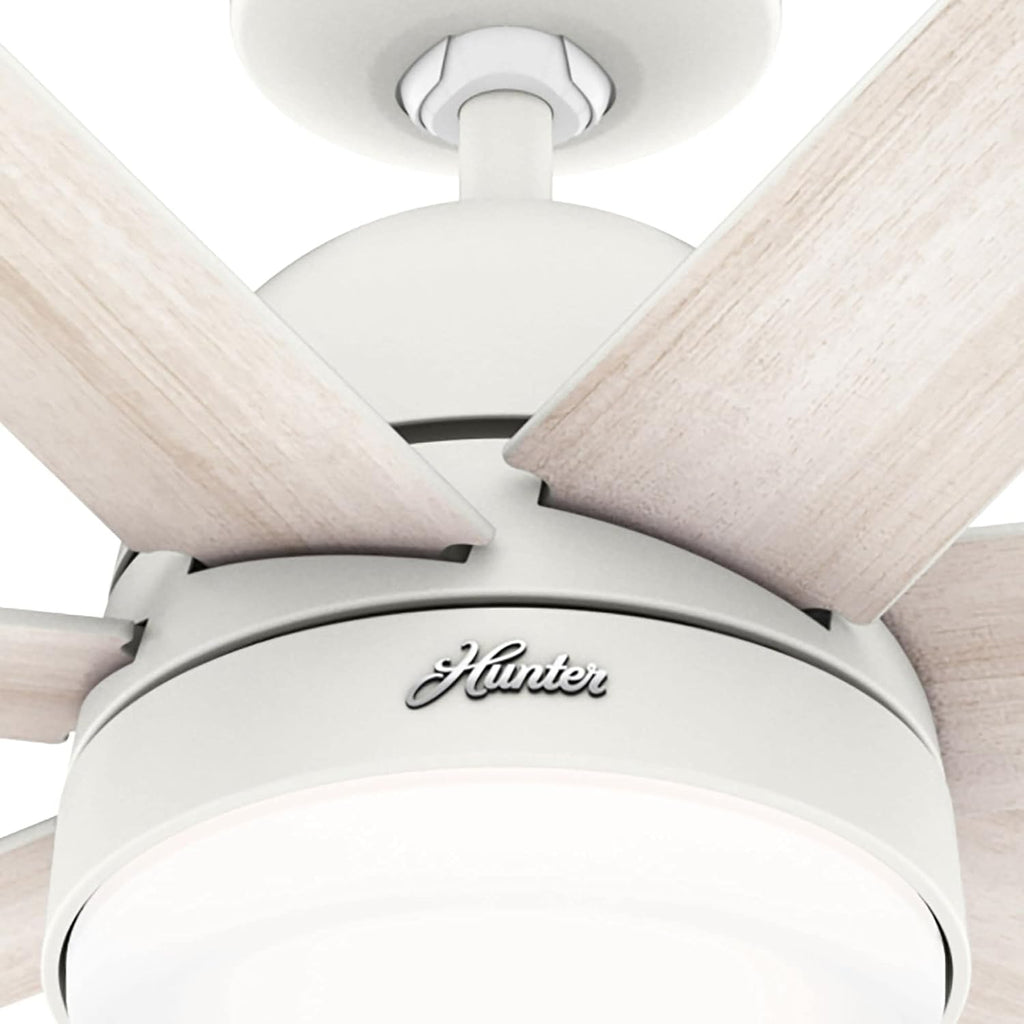 Hunter 70 inch Indoor Ceiling Fan with LED Light and Wall Control - White Smart Ceiling Fan, Standard Mount, 7 Blades, For Bedroom or Living Room, Quiet - Phenomenon 51378, Matte White