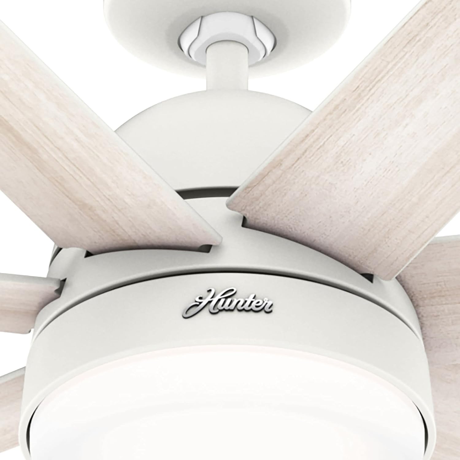 Hunter 70 inch Indoor Ceiling Fan with LED Light and Wall Control - White Smart Ceiling Fan, Standard Mount, 7 Blades, For Bedroom or Living Room, Quiet - Phenomenon 51378, Matte White