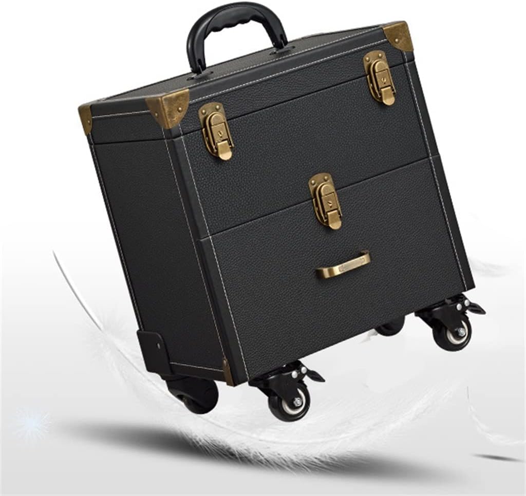 Ladies Multi-layer Large-capacity Cosmetic Case Manicure Tattoo Rolling Multi-function Trolley Suitcase(D)