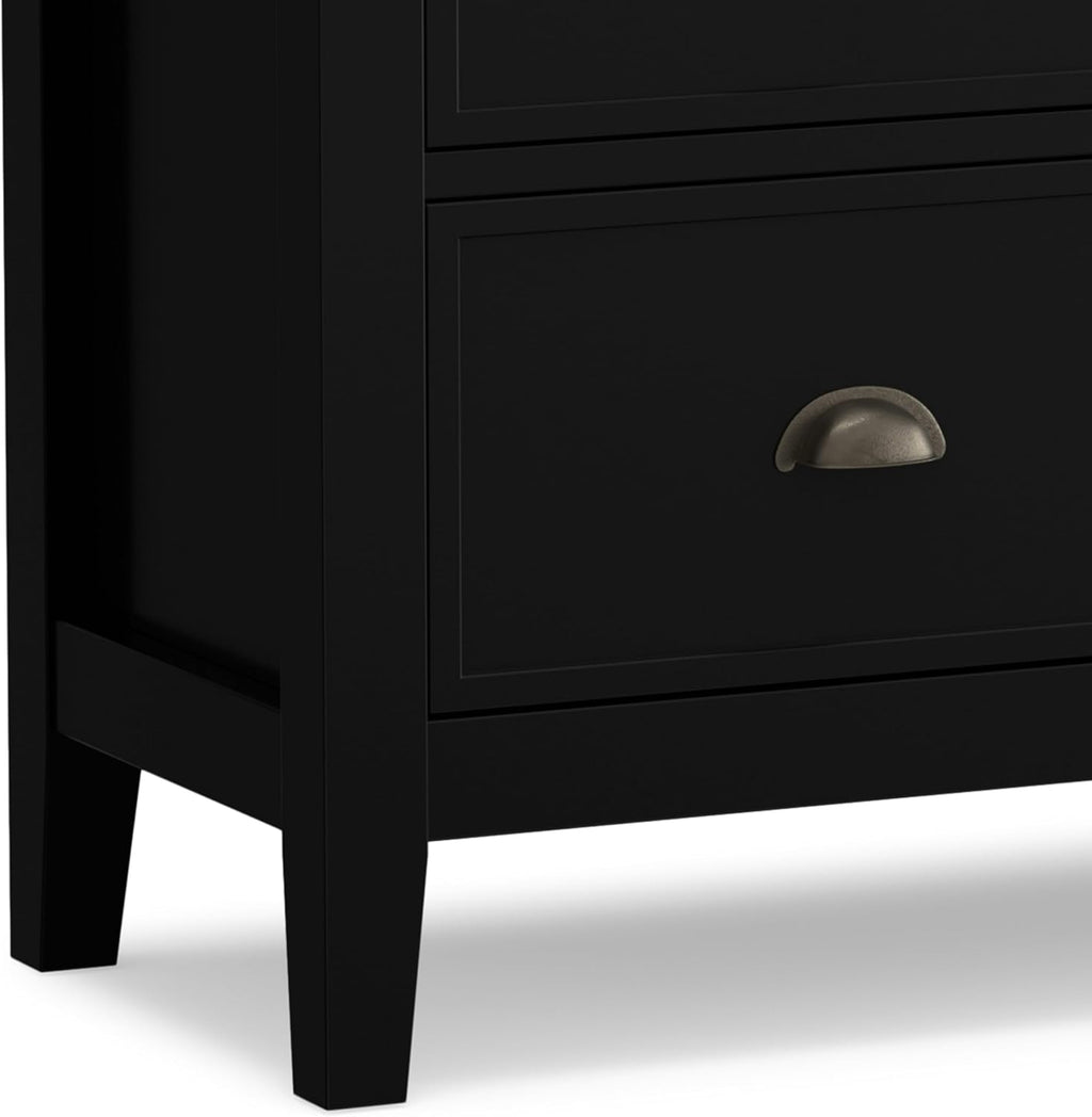 SIMPLIHOME Redmond Storage Cabinet - 39 inch Wide Solid Wood Medium Storage Cabinet in Black, Transitional Accent Cabinet for Entryway or Living Room with 4 Drawers and Cabinet Storage