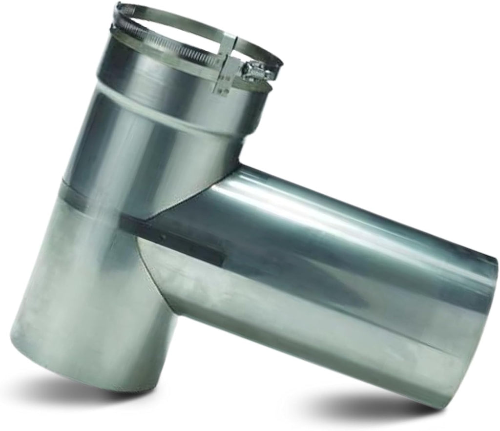 Fireside Chimney Supply 2-Part Flex Tee | 316 Stainless Steel Chimney Tee | All-Fuel Vent Connector | Quick-Connect Flex Tee | Heavy-Duty 6 Inch