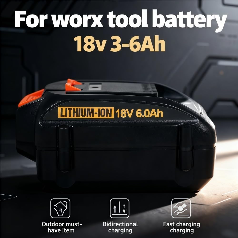 18V/20V Li-Ion Replacement Battery Compatible with Worx WA3551 WA3553 WA3570 WA3512 WG163 WG261 WG549 Leaf Blower String Trimmer Chainsaw Reciprocating Saw Cordless Power Tool(5.0ah)