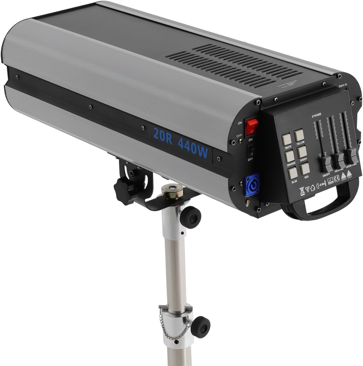 Professional 440W Beam Spotlight with Tripod, DMX & Manual Control, Adjustable 4-5ft Stand for Stage, Club, Concert, Wedding & Party Lighting