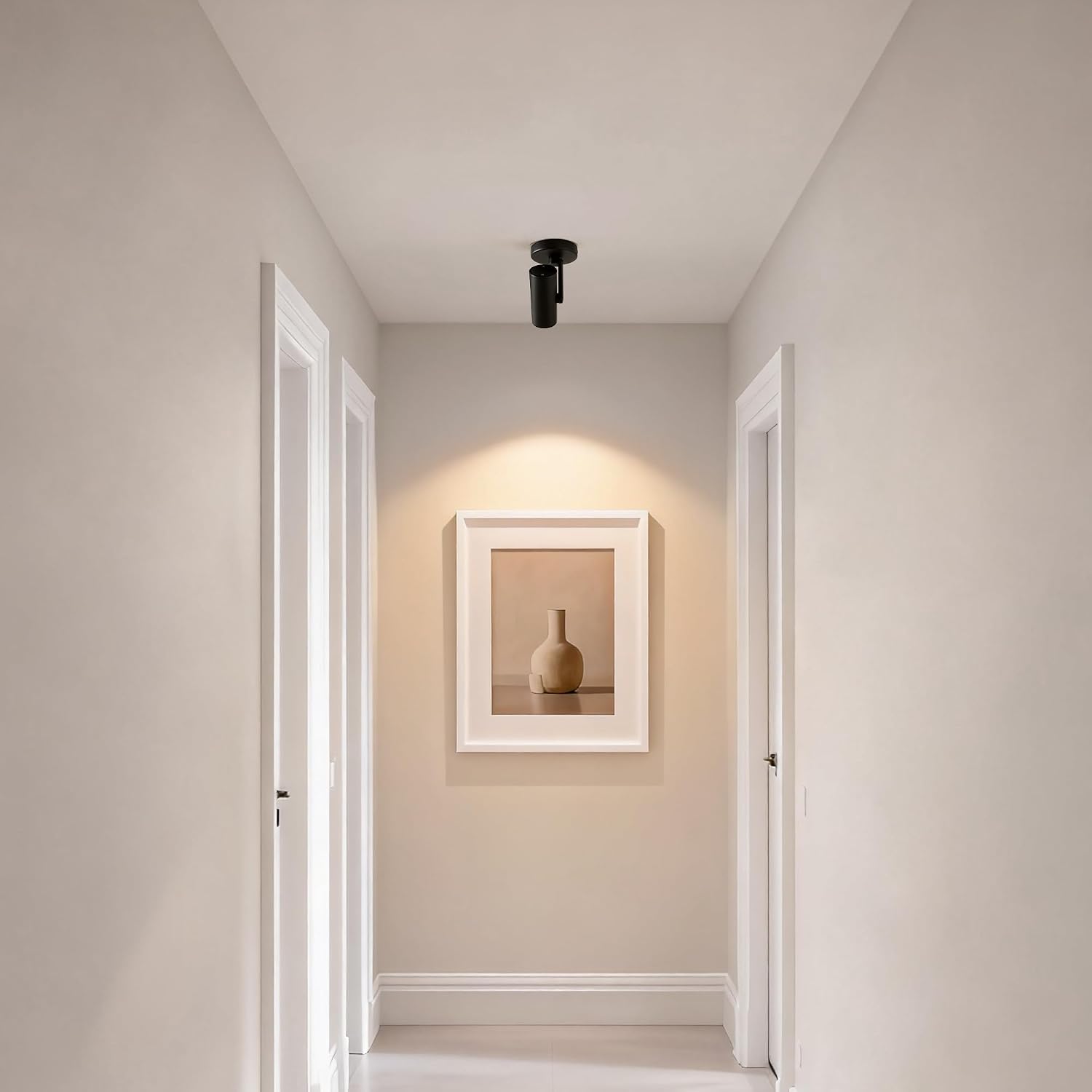 4 Packs 12W LED Dimmable Ceiling Spotlight Indoor – 24° Focused Beam, Monopoint Accent Lighting for Artwork, Wall Wash, Corridor – Adjustable Surface Mounted Spot Light, Black