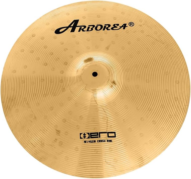 Arborea Cymbal Pack for Drum 8 pcs Super Polishing Cymbals Set Brilliant Gold Hero Series Include 14'Hihats 16'Crash 18'Crash 20'Ride Bonus 10' Splash 16'Ozone Stacker 18' China Cymbal Free Cymbal Bag