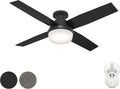Hunter Fan 52 Inch Low Profile Matte Black Finish Indoor Ceiling Fan With LED Light Kit and Remote Control (Renewed)