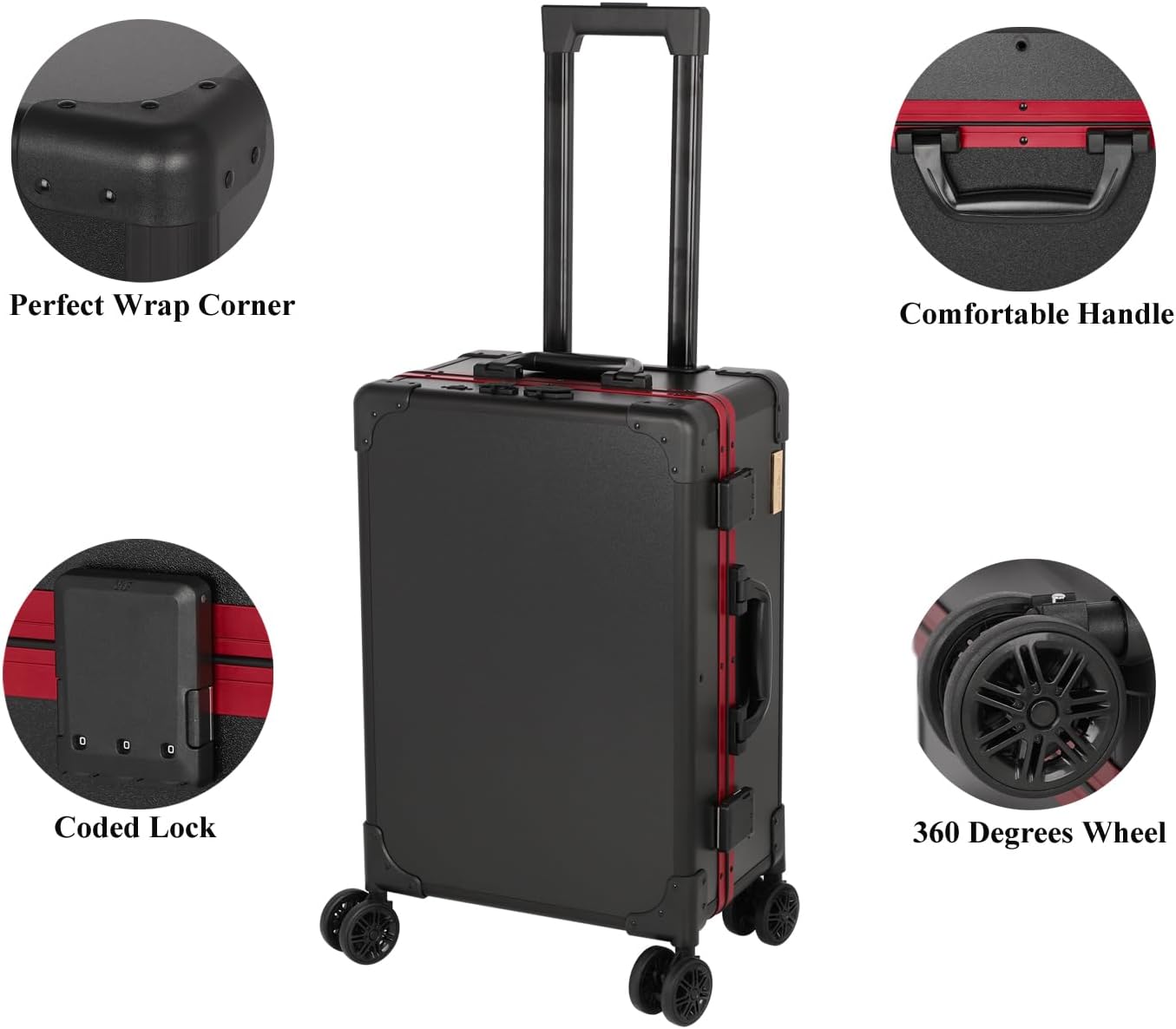 20' Aluminum Ligthed Makeup Train Case with LED Lights Professional Cosmetic Organizer Studio with Speaker, Wheels and Stands Rolling Trolley Makeup Vanity Station for Travel (Black)