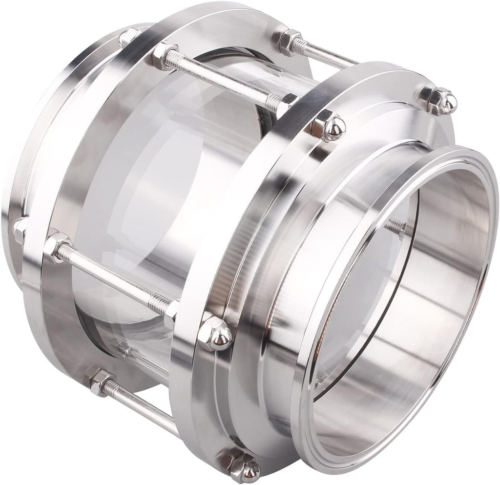 DERNORD In-Line Sight Glass with Clamp End,Flow Sanitary Straight Sight Glass SUS316 6 Inch Tri Clamp Type (Flow Pipe OD 152MM)