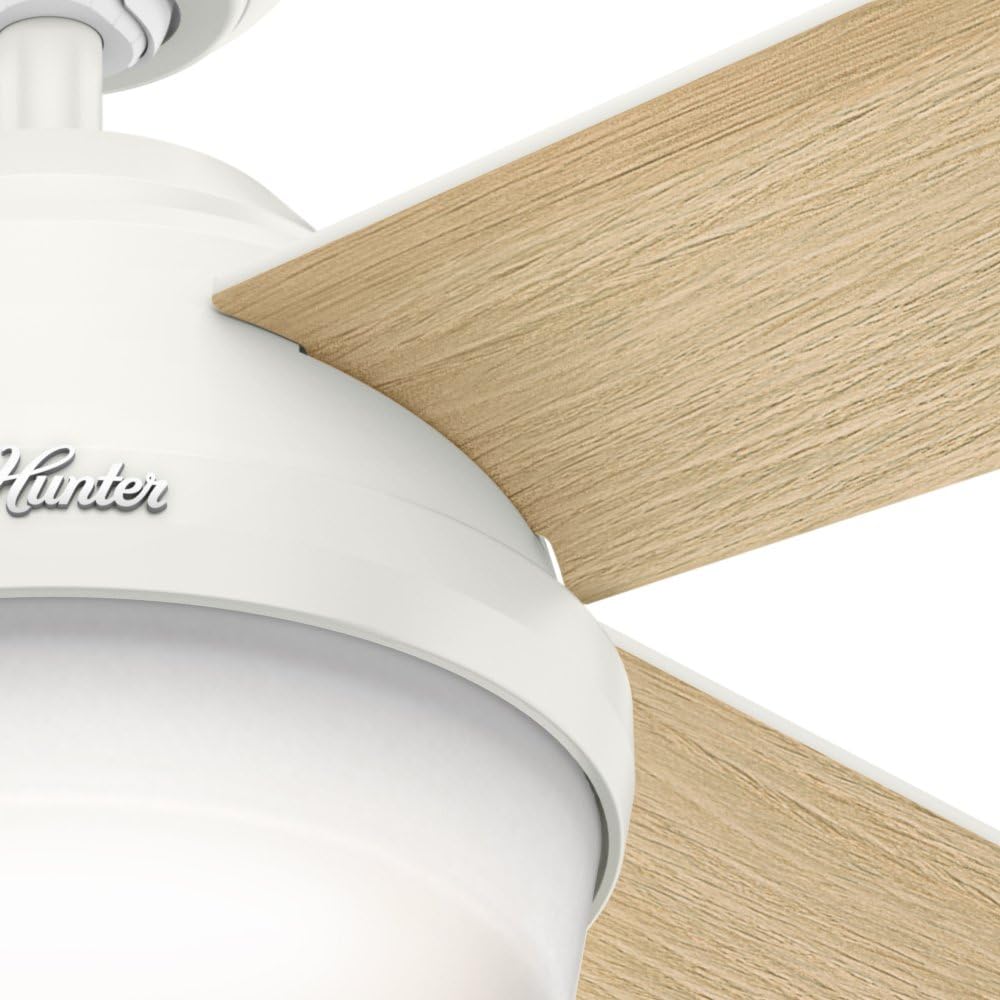 Hunter Fan 52in Fresh White Contemporary Ceiling Fan with LED Light Kit and Remote Control (Renewed)