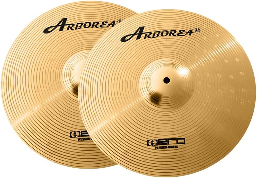 Arborea Cymbal Pack for Drum 8 pcs Super Polishing Cymbals Set Brilliant Gold Hero Series Include 14'Hihats 16'Crash 18'Crash 20'Ride Bonus 10' Splash 16'Ozone Stacker 18' China Cymbal Free Cymbal Bag