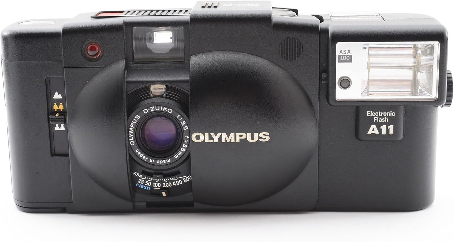 Olympus XA2 35MM Rangefinder film camera with Flash attachment. For Color & B&W film (Renewed)