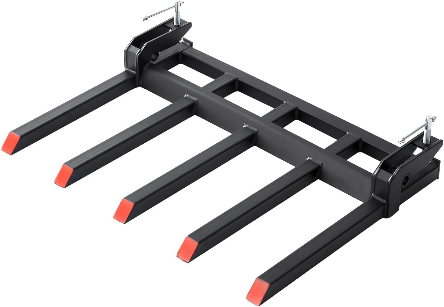 Hipicute 48' Clamp On Debris Forks to Bucket, 5 Fork Tines Clamp-On Pallet Attachments with 2500 Lbs Capacity Fit for Tractor Bucket, Skid Steer Loader