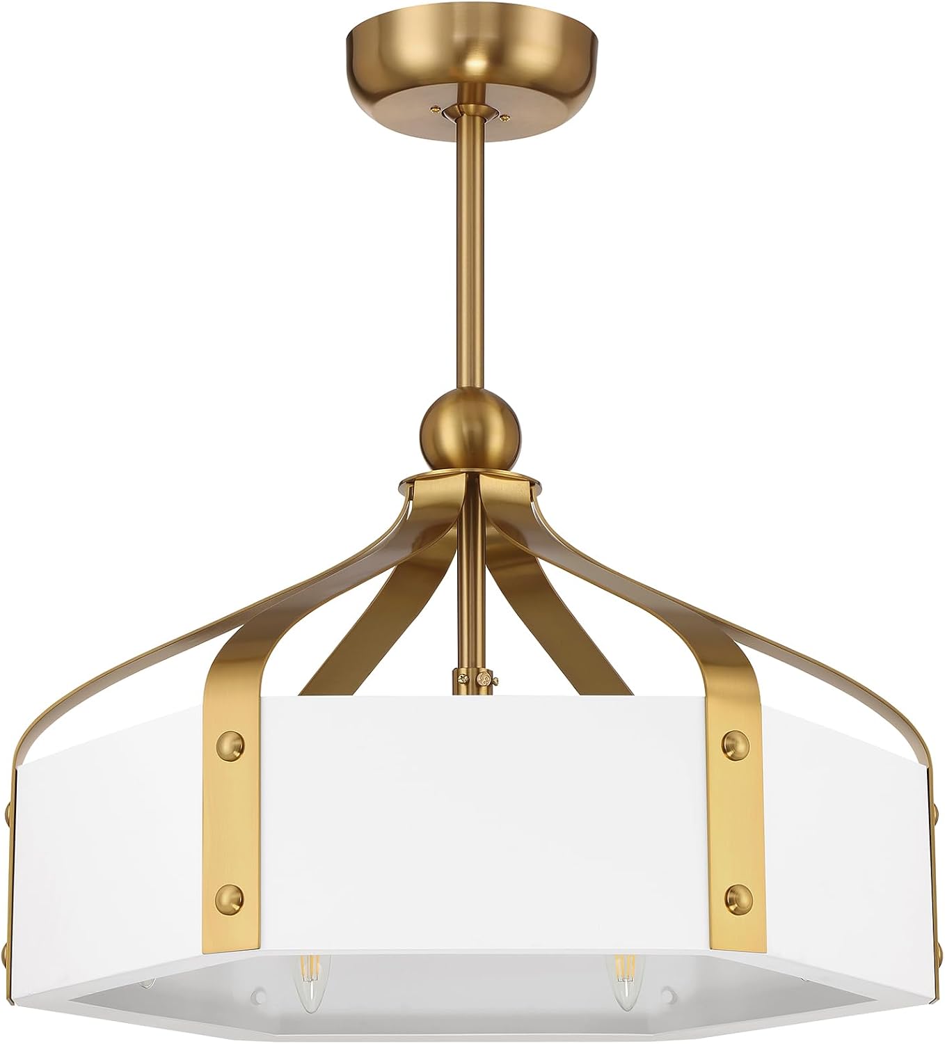 Savoy House Sheffield 14 in. Indoor White with Warm Brass Accents Ceiling Fan Dallier with LED Bulbs 26-FD-7806-142