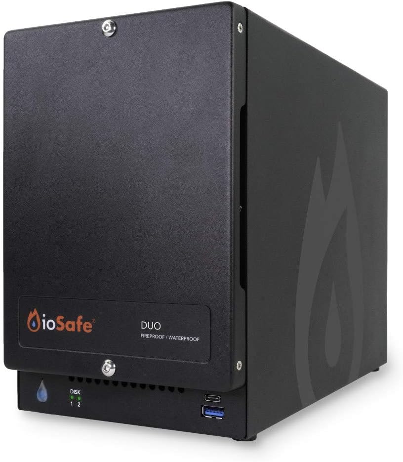 ioSafe Duo RAID 1 USB 3.2 Fireproof/Waterproof Desktop Hard Drive (8TB (2x4TB))