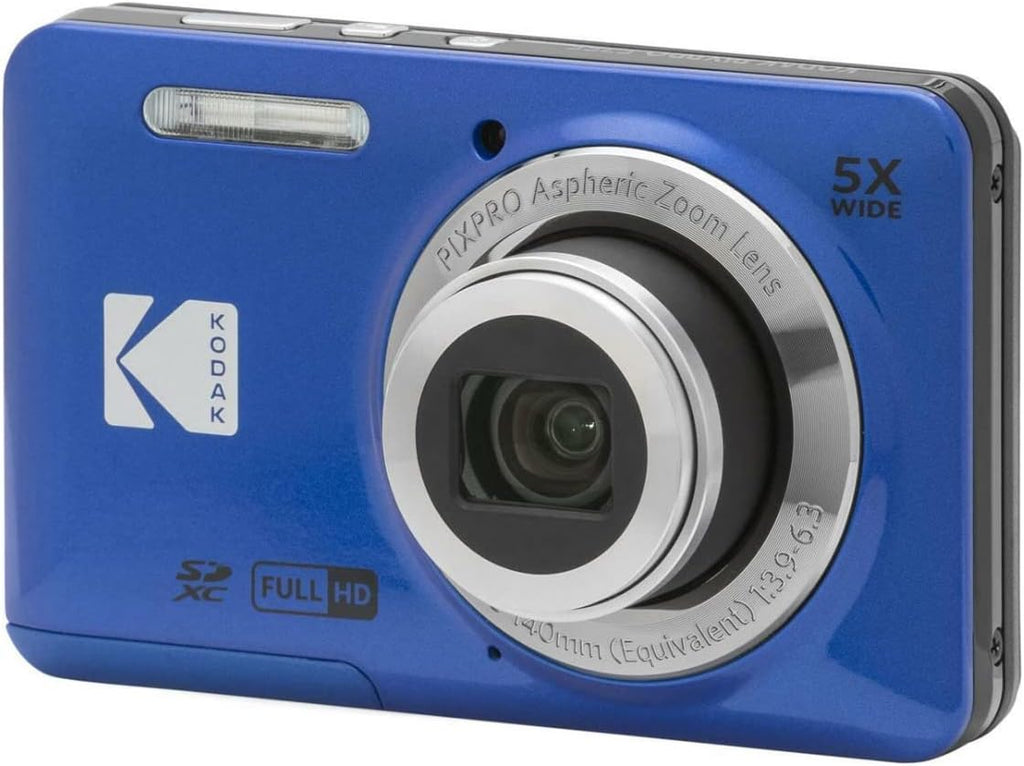 KODAK PIXPRO Friendly Zoom FZ55-BL 16MP Digital Camera with 5X Optical Zoom 28mm Wide Angle and 2.7' LCD Screen (Blue) Bundle with Protective Case, 32GB Memory Card (3 Items)
