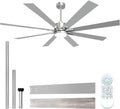 62 Inch Ceiling Fans with Lights and Remote Control, Low Profile & Downrod Mount 8-Blade Modern Nickel Ceiling Fan, 3CCT Dimmable LED Light, Quiet DC Motor for Bedroom Living Room, ETL Listed