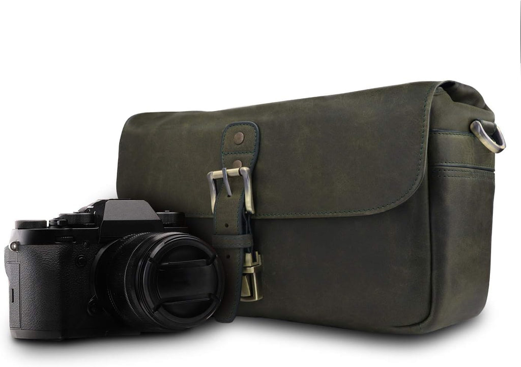 MegaGear Torres Genuine Leather Camera Messenger Bag for Mirrorless, Instant and DSLR Cameras