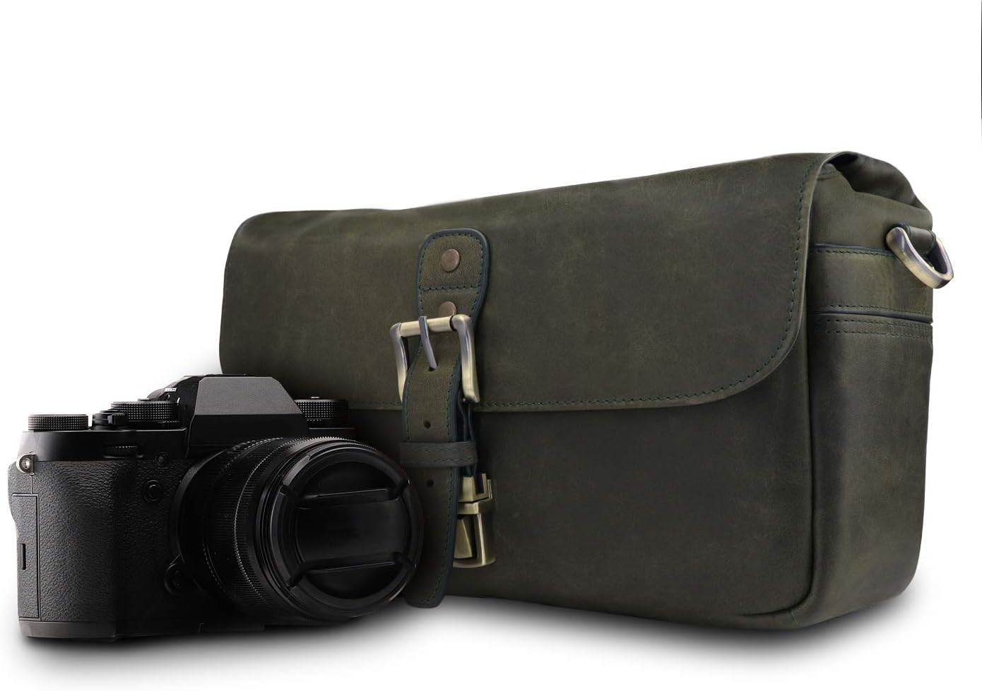 MegaGear Torres Genuine Leather Camera Messenger Bag for Mirrorless, Instant and DSLR Cameras
