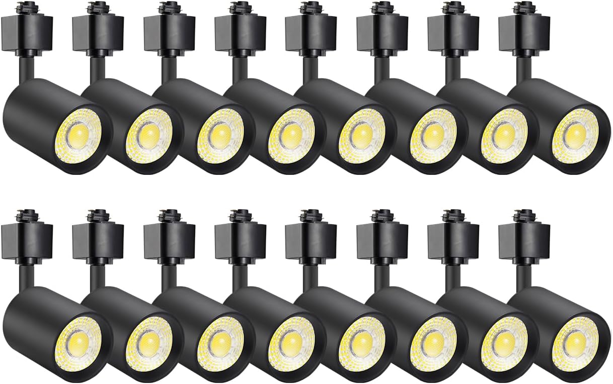 VANoopee 16-Pack 10W Dimmable LED Track Lighting Heads H Type Track Light Replacement Fixtures Bright 4000K Neutral White Ceiling Spotlight for Accent Task Art, Flicker Free CRI90+ 24° 800lm Black